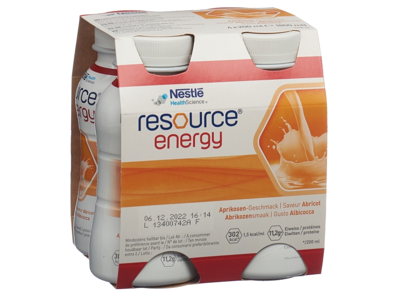 RESOURCE energy drink abricot 4 x 200 ml