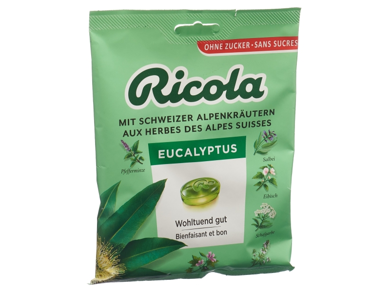 RICOLA eucalyptus bonbons sans sucre sachet 125 g