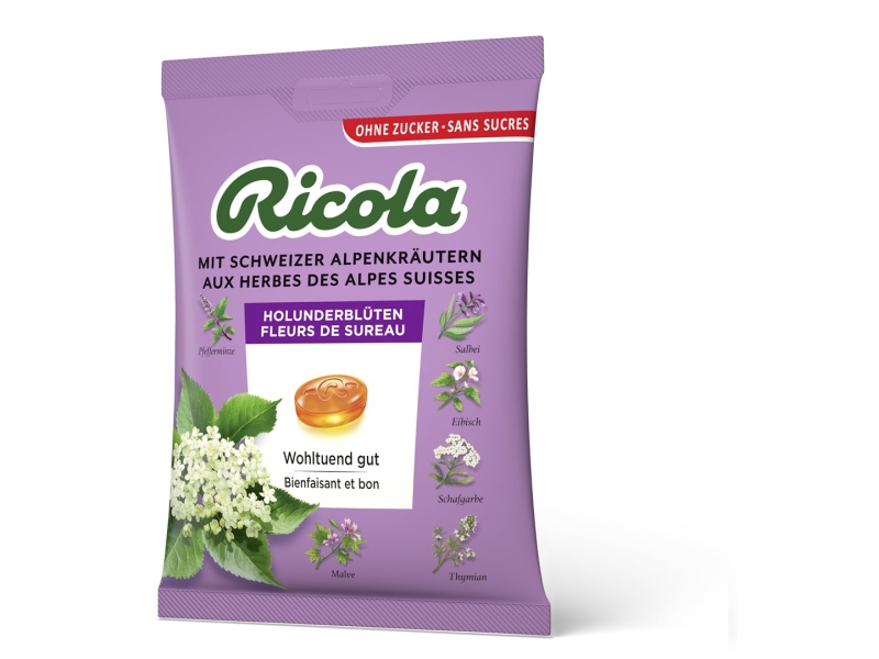 RICOLA Holunderblüten Bonbons oZ m Stevia 125 g