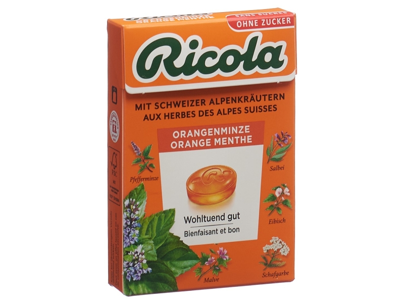 RICOLA orange-menthe bonbons sans sucre box 50 g