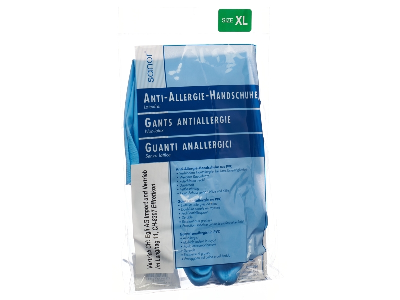 SANOR anti-allergie gants pvc XL bleu 1 paire