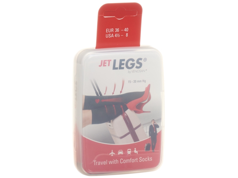 JET LEGS Travel Socks taille 36-40 noir carton 1 paire