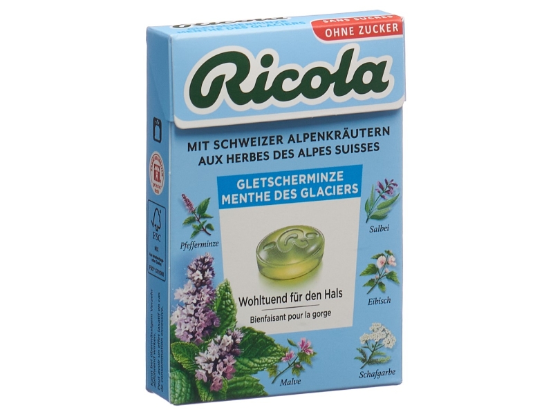 RICOLA menthe des glaciers sans sucre boîte 50 g