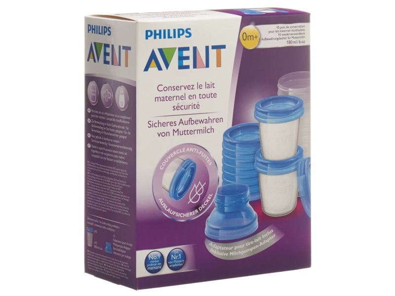 Avent Philips Contenitori per latte materno Include 10 comodi adattatori da 180 ml