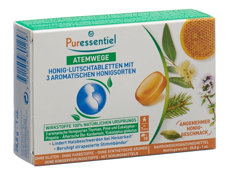 PURESSENTIEL Pastilles gorge aux 3 miels aromatiques 18 pièces