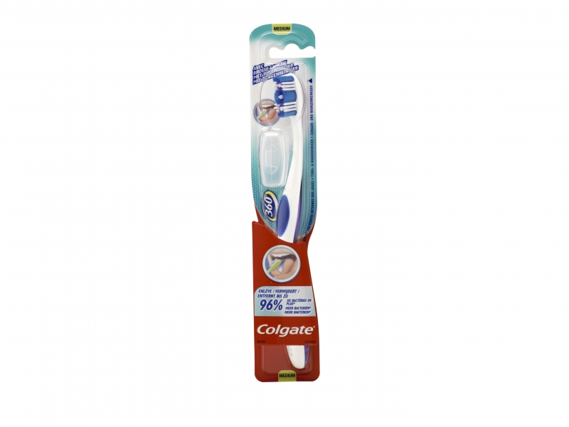 COLGATE 360° brosse à dents medium + brosse langue