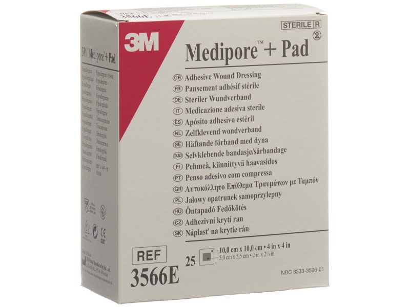 3M Medipore Pad, 10x10cm, Steriler Wundverband, 5x5.5cm, 25 Stück