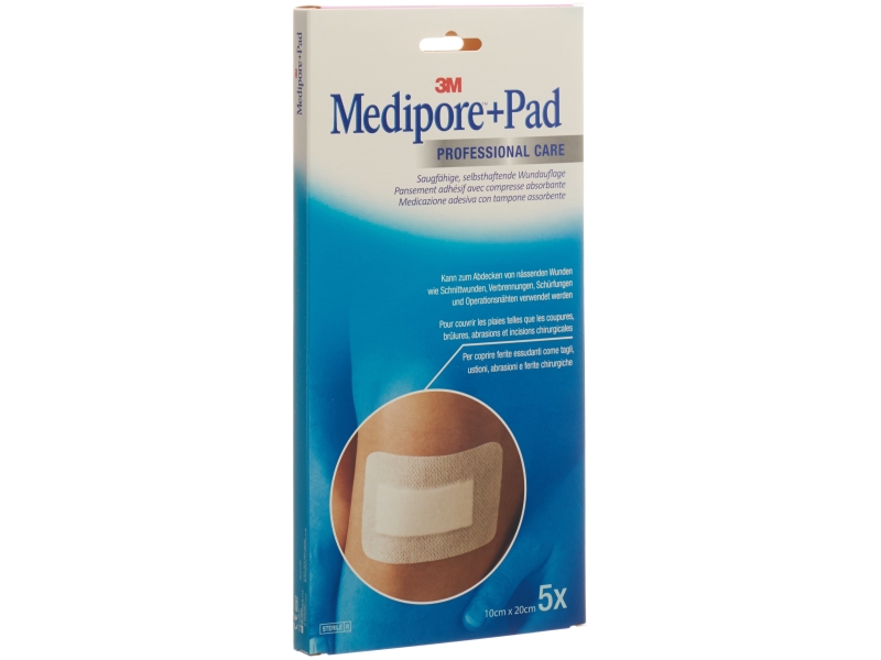 3M MEDIPORE +Pad 10 x 20cm compresse 5 x 15.5cm 5 pièces