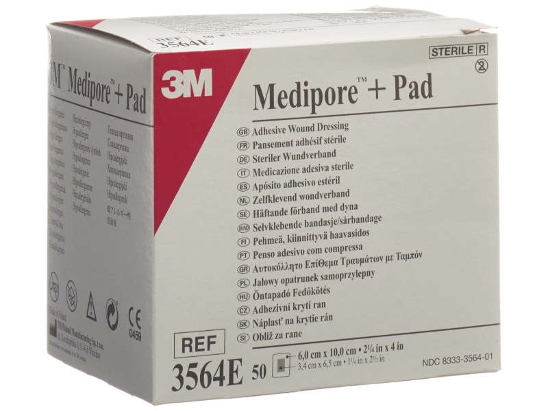 3M MEDIPORE+PAD 6x10cm Medicazione con tampone assorbente 3.4x6.5cm 50 pezzi